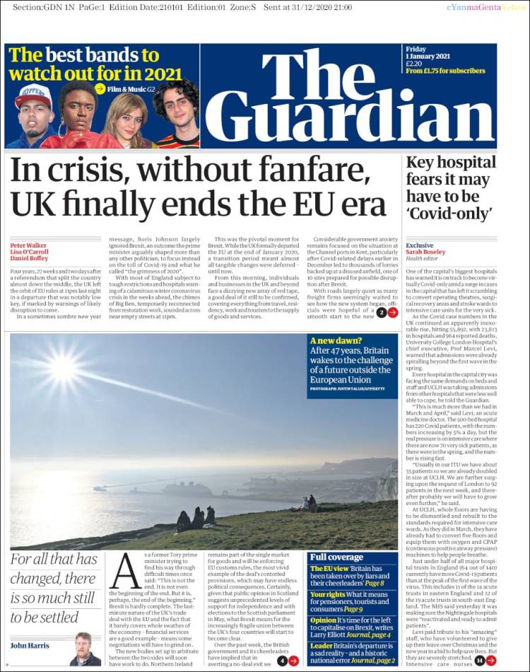 Portada de The Guardian (Reino Unido)