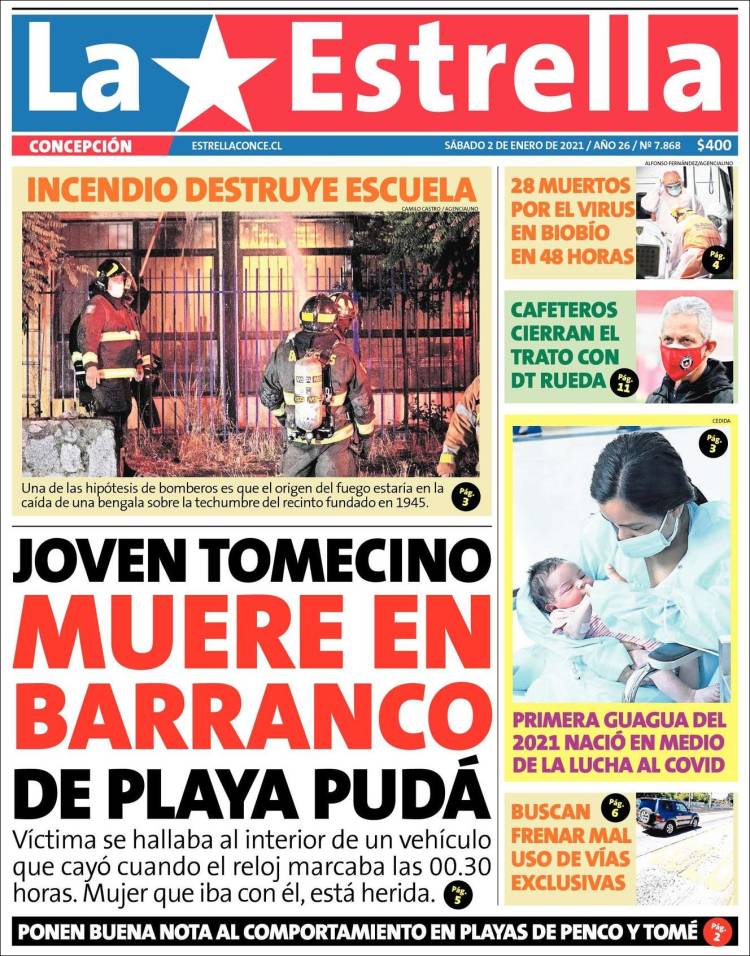 Portada de La Estrella de Concepción (Chile)