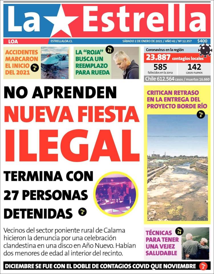 Portada de La Estrella de Loa (Chile)