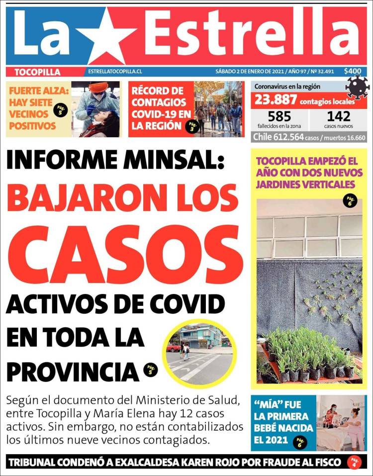 Portada de La Estrella de Tocopilla (Chile)