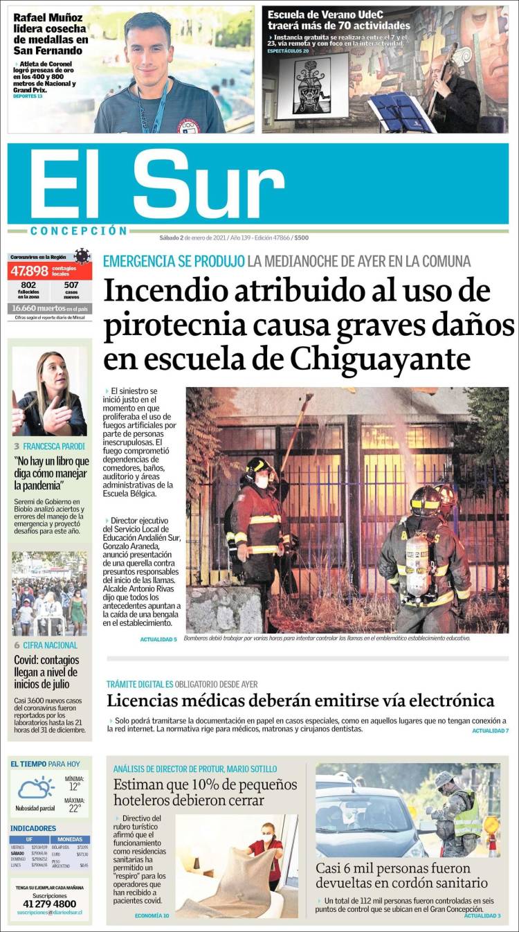 Portada de El Sur (Chile)