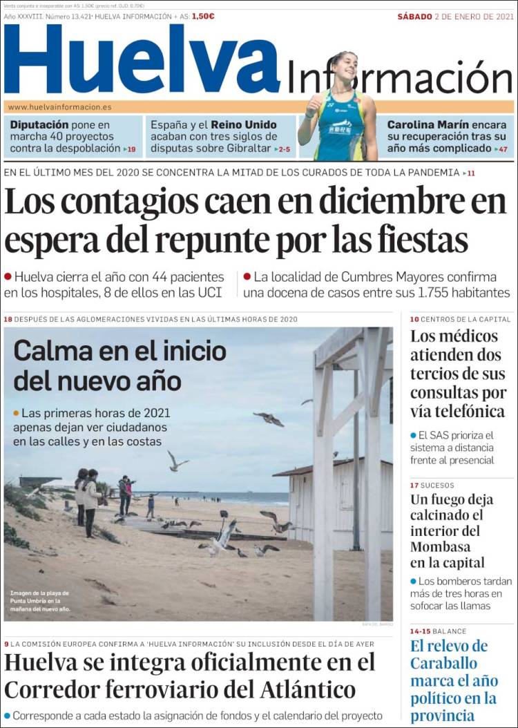 Portada de Huelva Información (España)