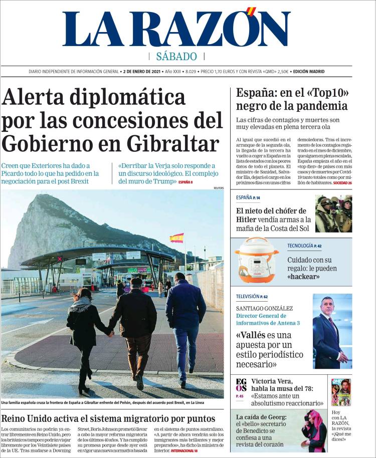 Portada de La Razón (España)