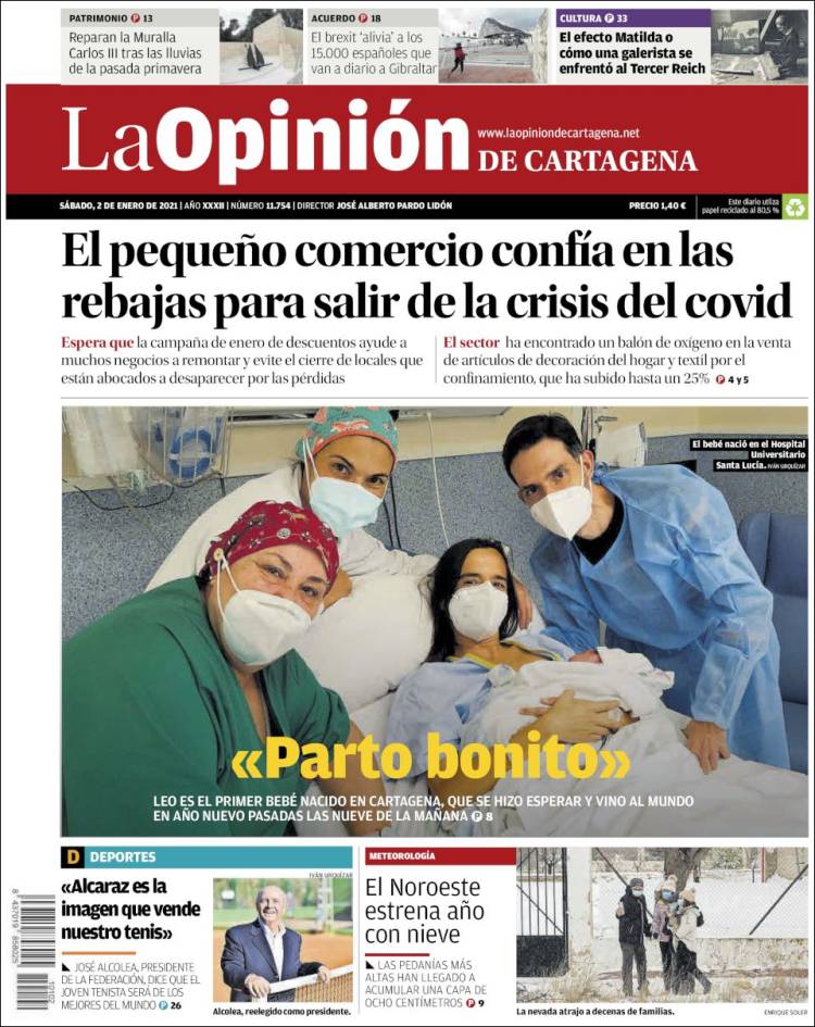 Portada de La Opinión de Murcia (España)