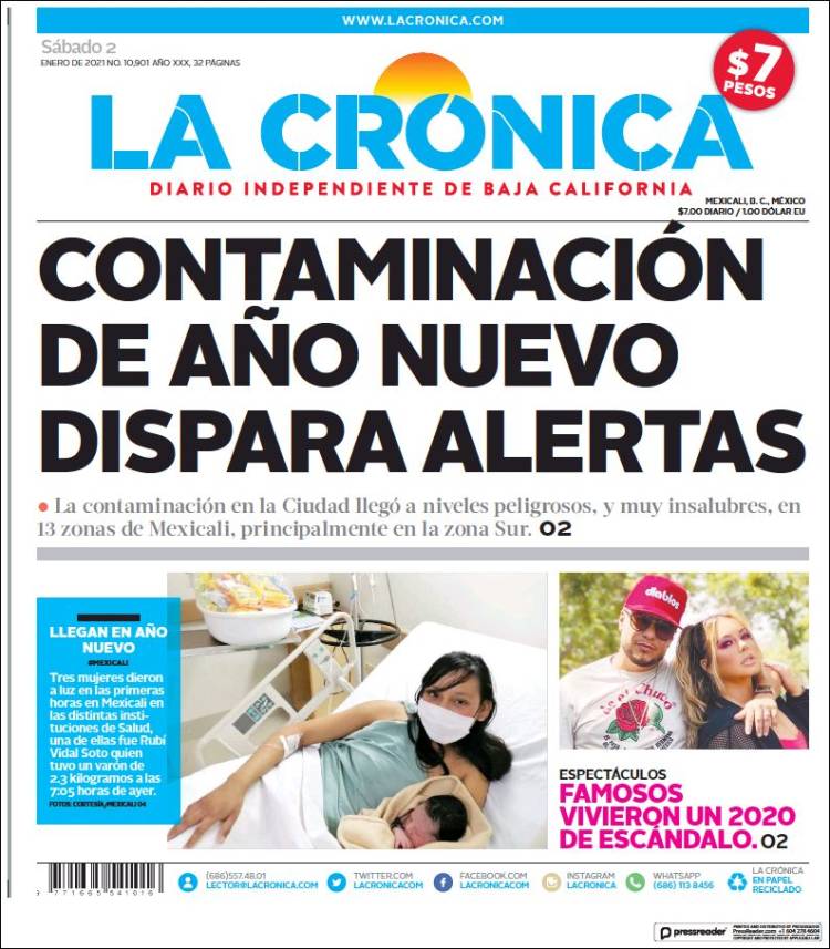 Portada de La Crónica de Baja California (M&eacute;xico)