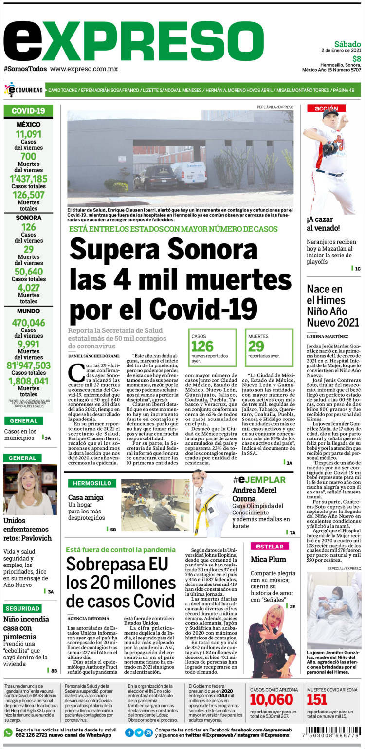 Portada de Expreso (M&eacute;xico)