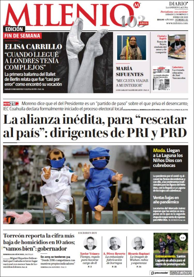 Portada de Milenio - Laguna (M&eacute;xico)