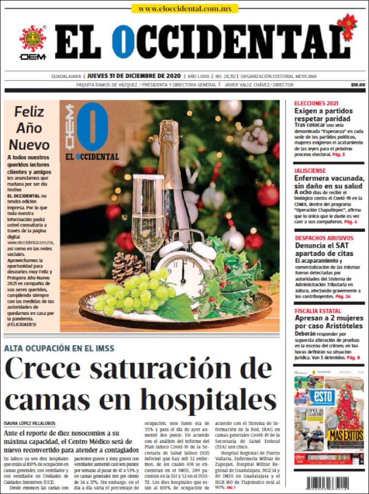 Portada de El Occidental (M&eacute;xico)