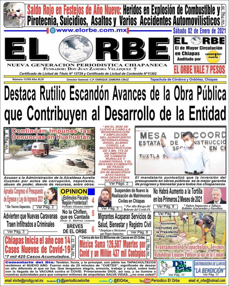 Portada de El Orbe (M&eacute;xico)