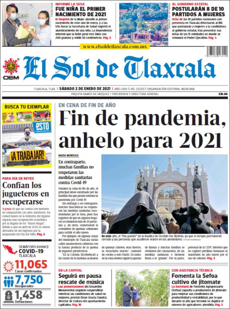 Portada de El Sol de Tlaxcala (M&eacute;xico)