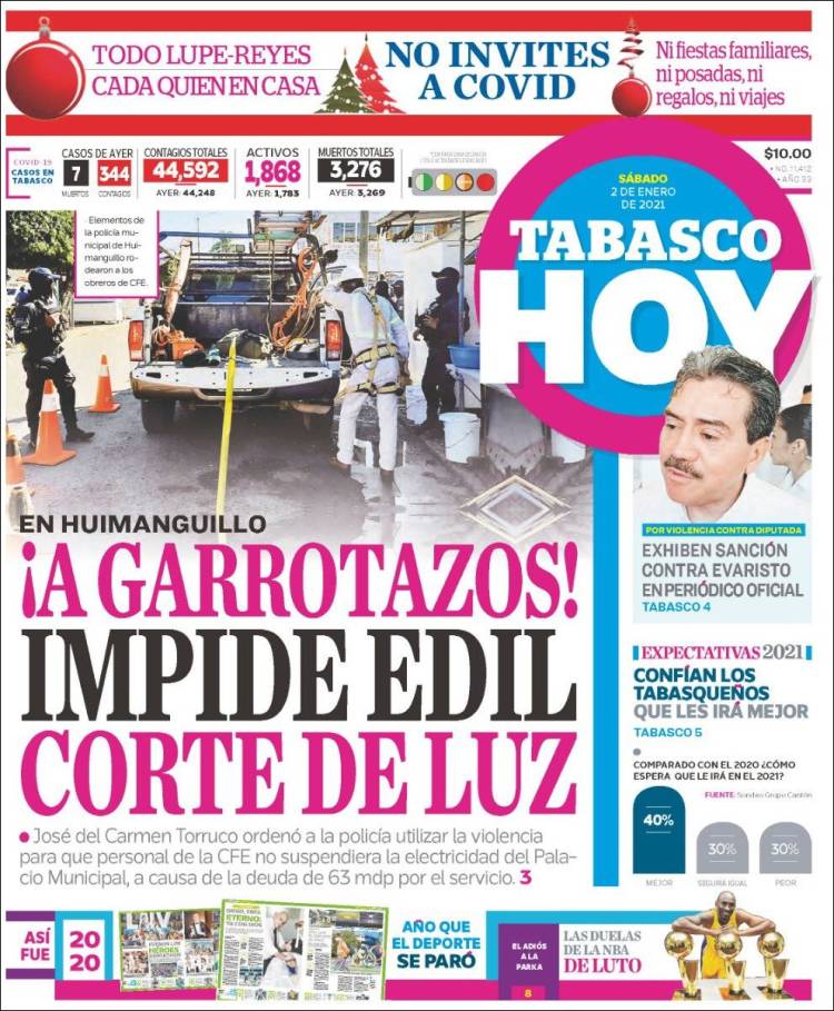 Portada de Tabasco Hoy (M&eacute;xico)