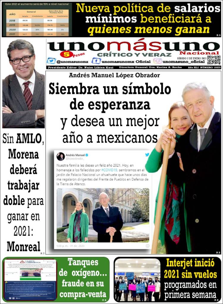 Portada de unomásuno (M&eacute;xico)
