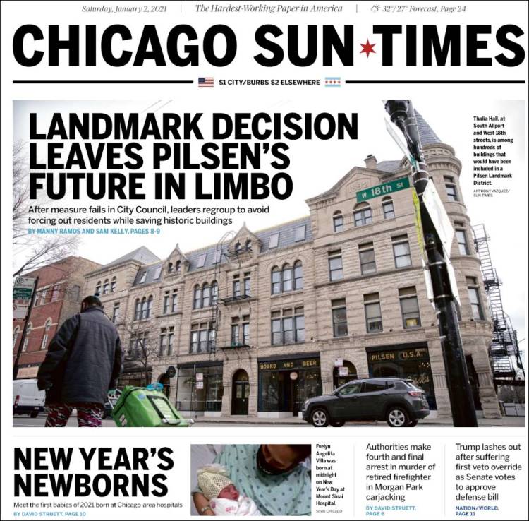 Portada de Chicago Sun-Times (USA)