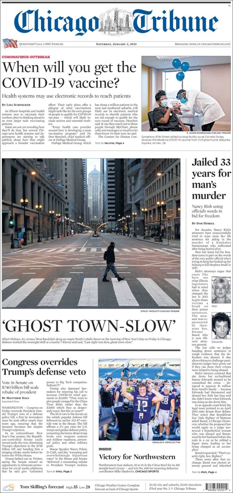 Portada de Chicago Tribune (USA)