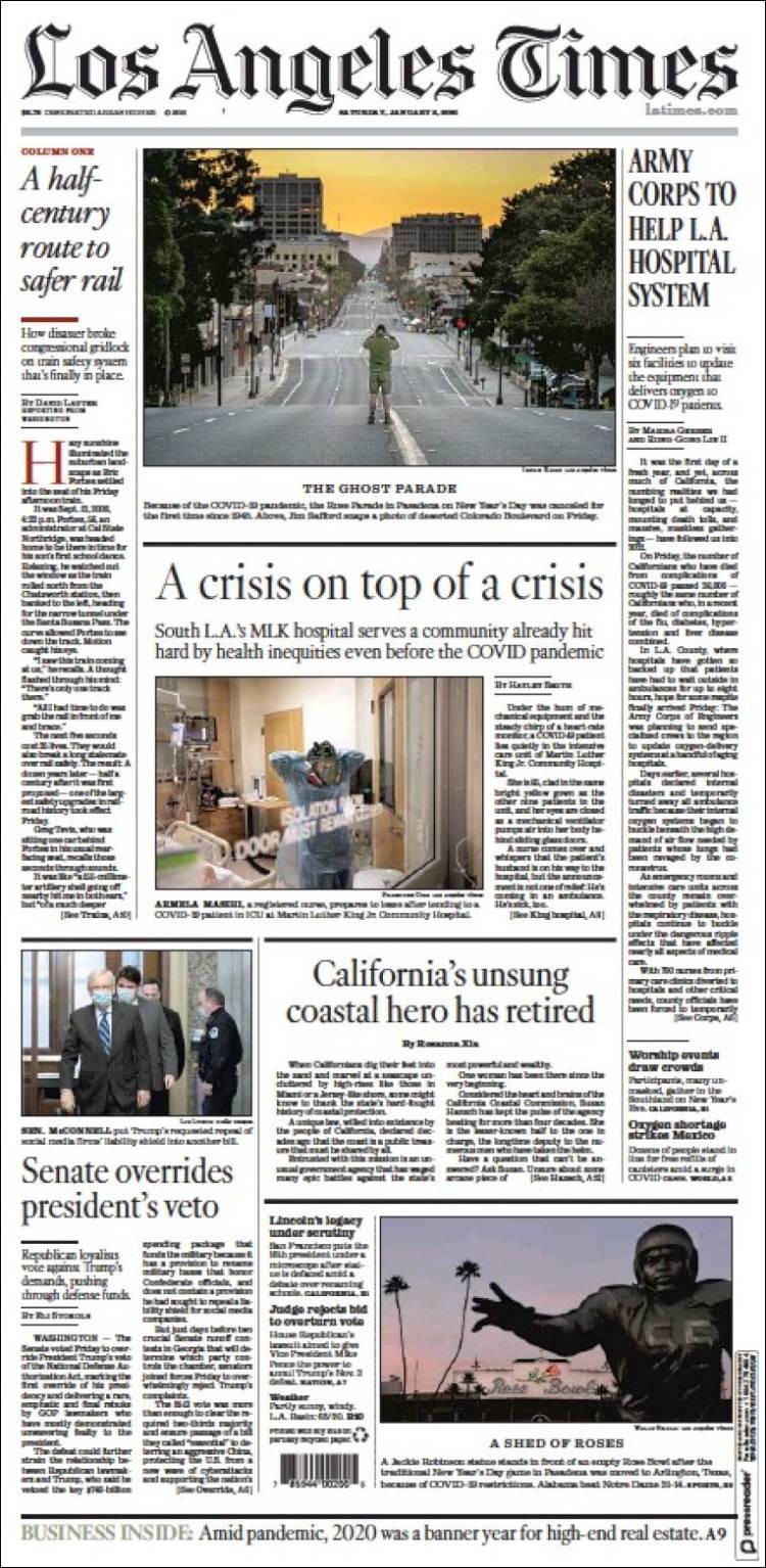 Portada de Los Angeles Times (USA)