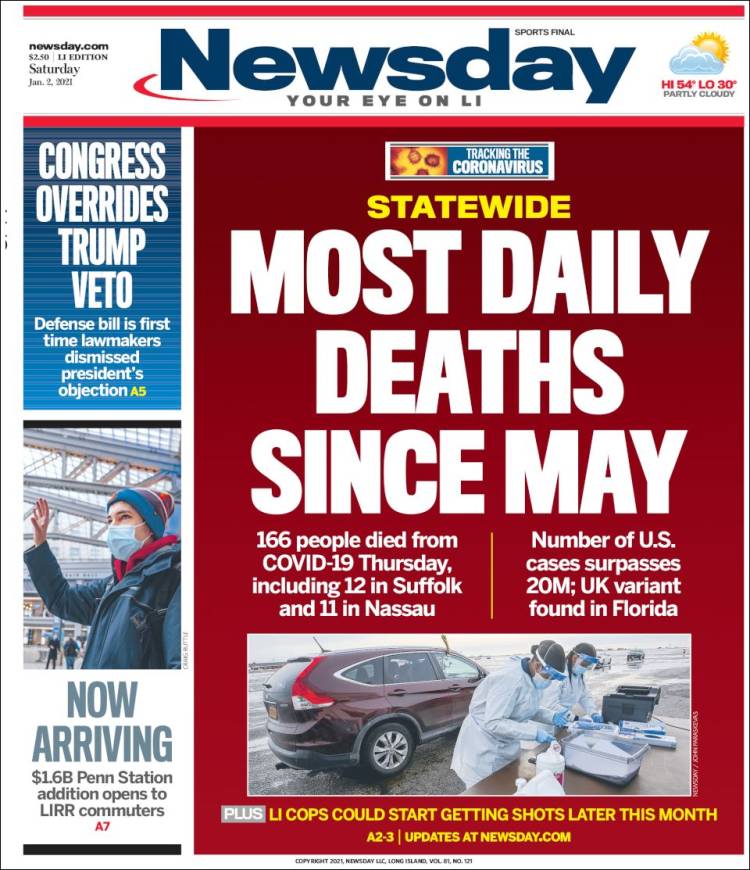 Portada de Newsday (USA)