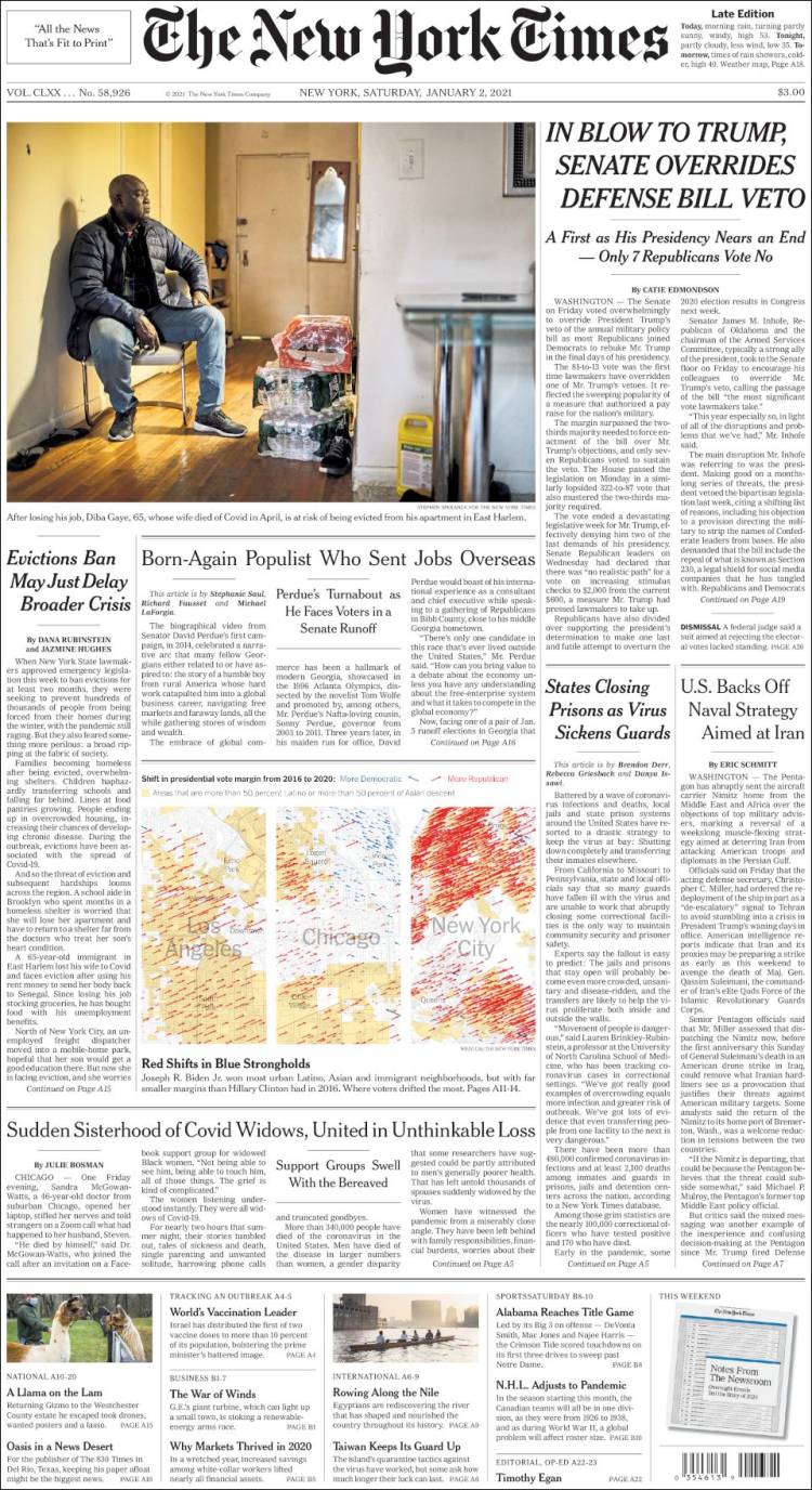 Portada de New York Times (USA)