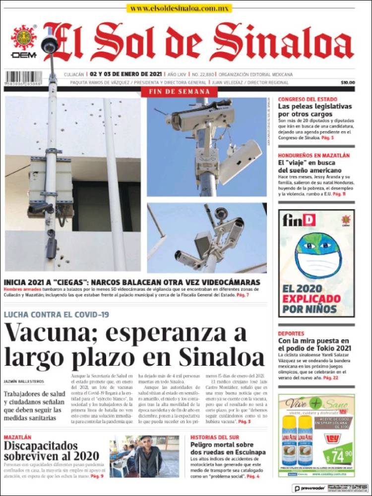 Portada de El Sol de Sinaloa (México)