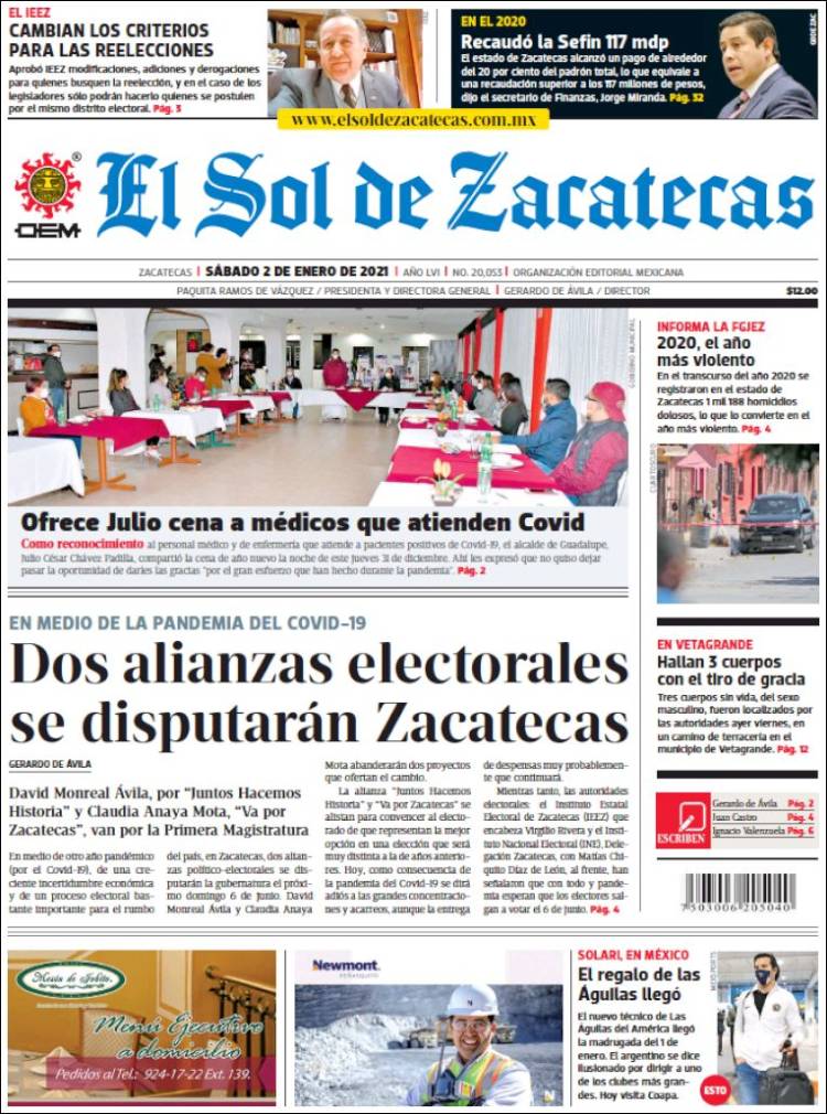 Portada de El Sol de Zacatecas (Mexico)