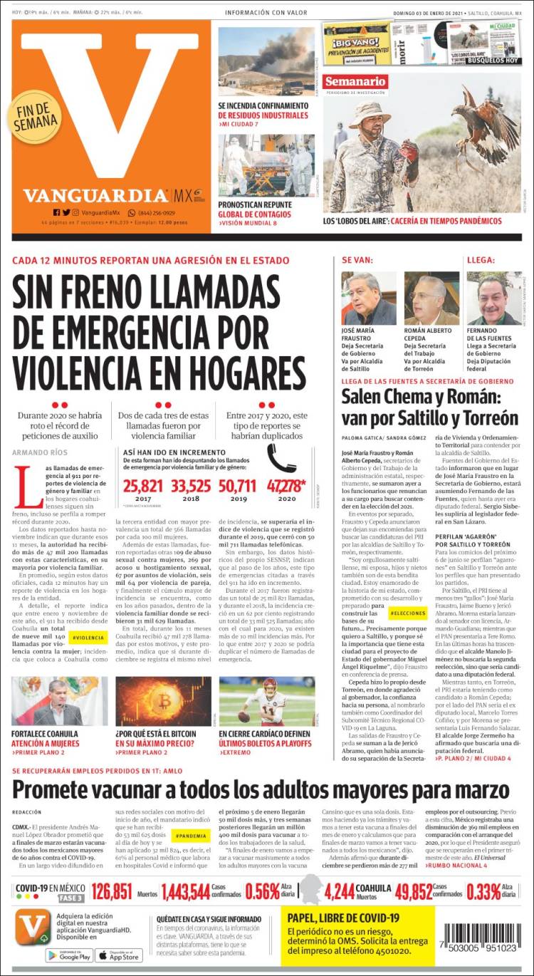 Portada de Vanguardia (México)