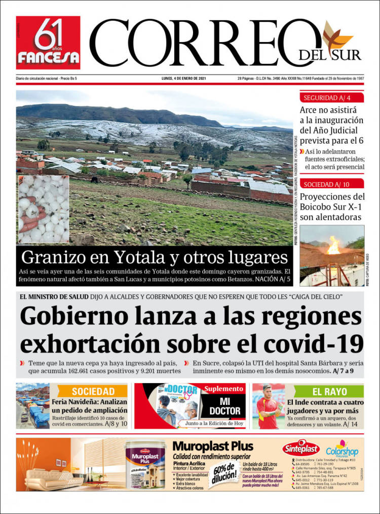 Portada de Correo Sur (Bolivia)