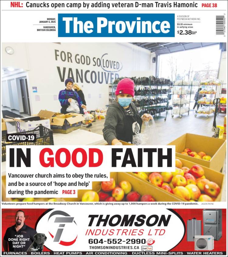 Portada de The Province (Canadá)