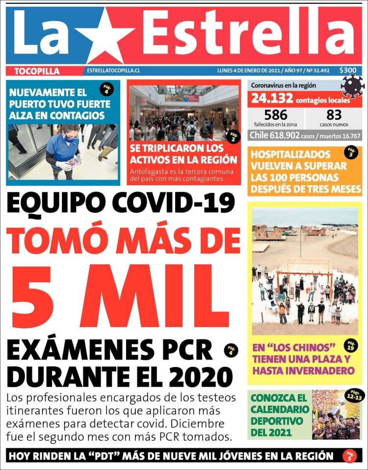 Portada de La Estrella de Tocopilla (Chile)