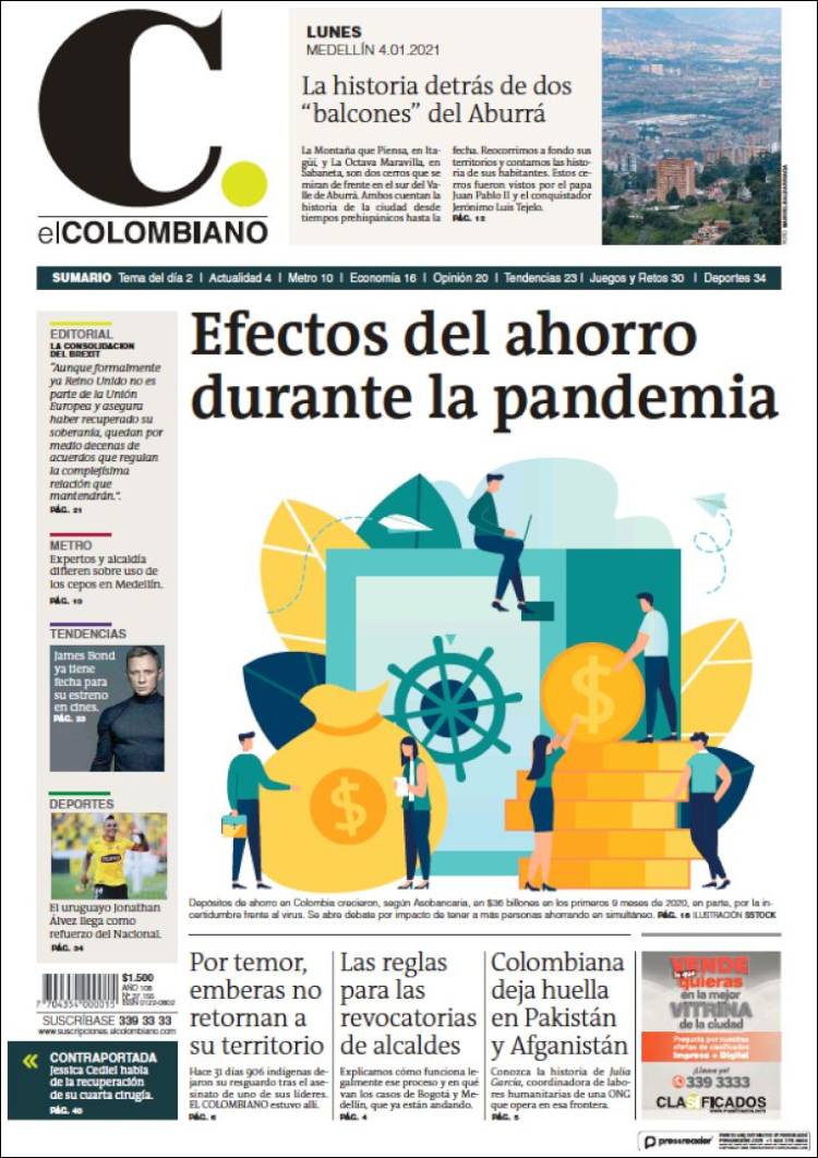 Portada de El Colombiano (Colombia)