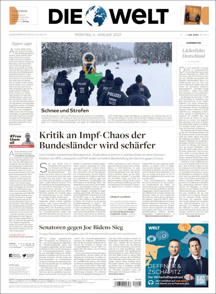 Portada de Die Welt (Alemania)