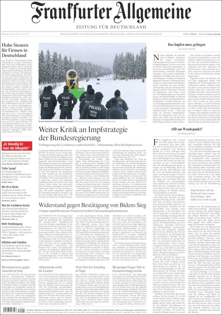 Portada de Frankfurter Allgemeine (Alemania)