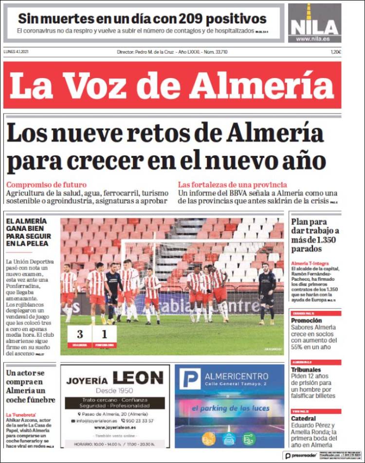 Portada de La Voz de Almería (Espa&ntilde;a)
