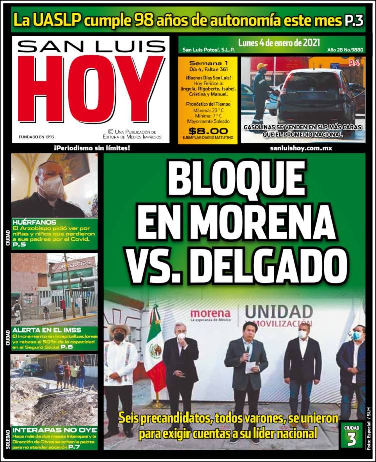 Portada de San Luis Hoy (México)