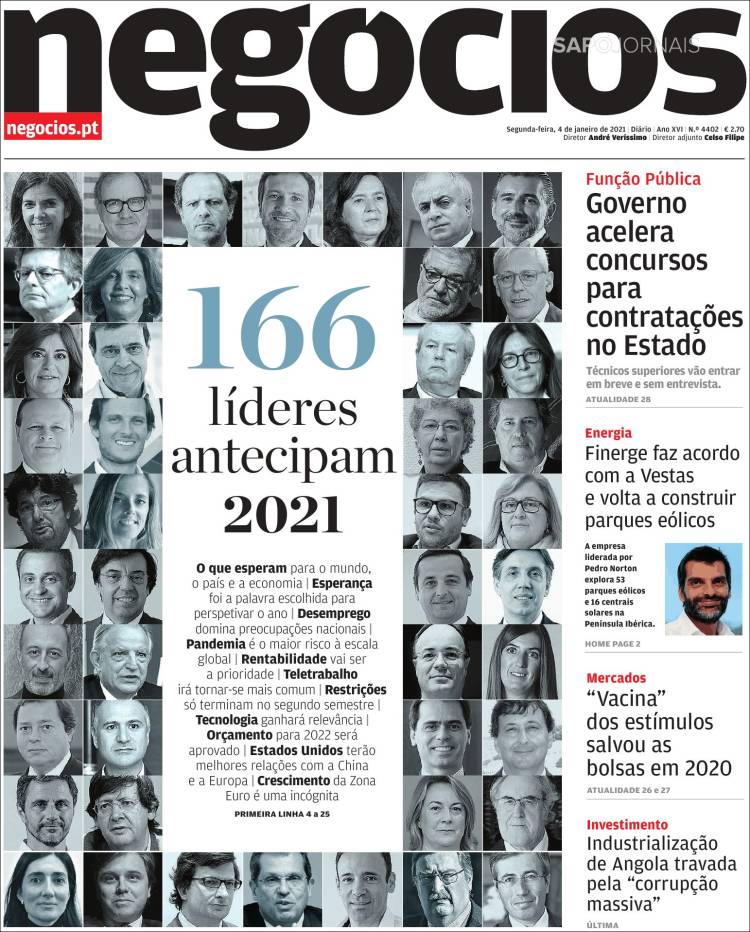 Portada de Jornal de Negócios (Portugal)