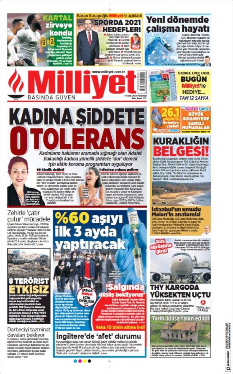 Portada de Milliyet (Turqu&iacute;a)