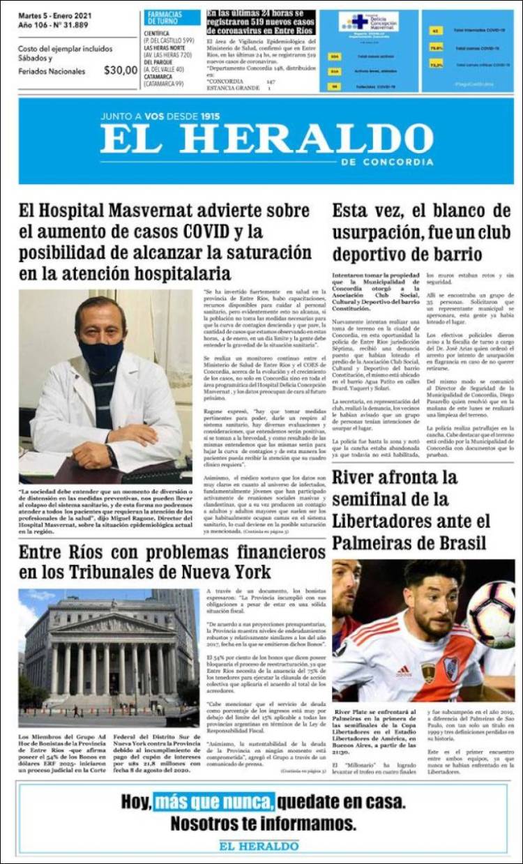 Portada de El Heraldo de Concordia (Argentina)