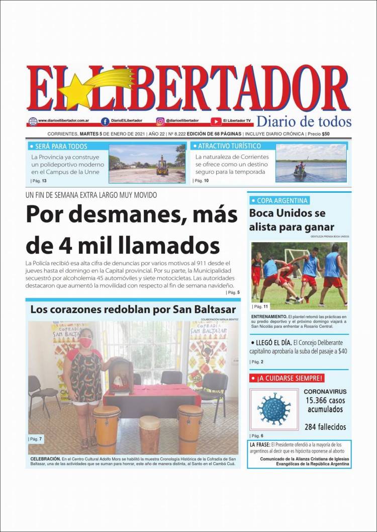 Portada de Diario El Libertador (Argentina)