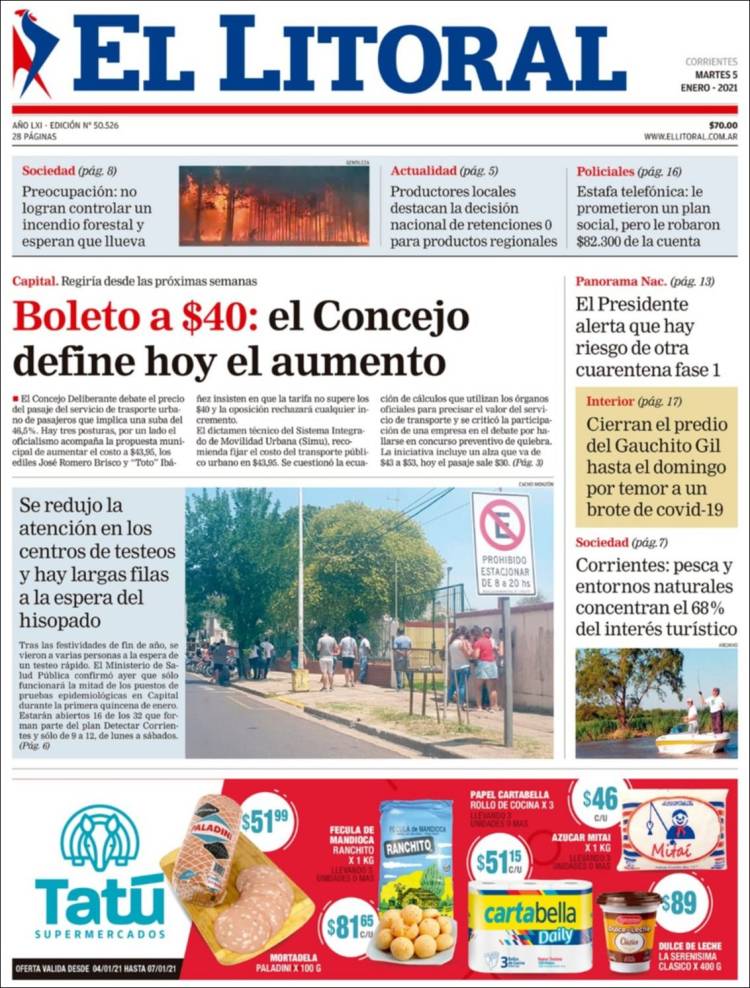 Portada de El Litoral Corrientes (Argentina)