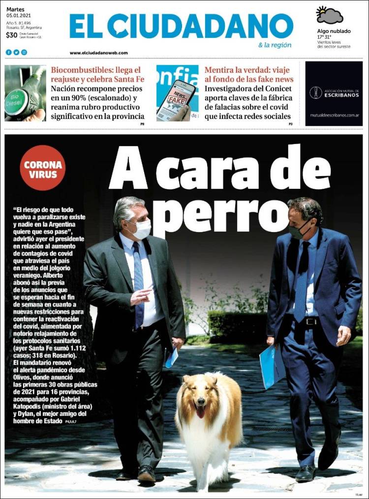 Portada de Diario El Ciudadano (Argentina)