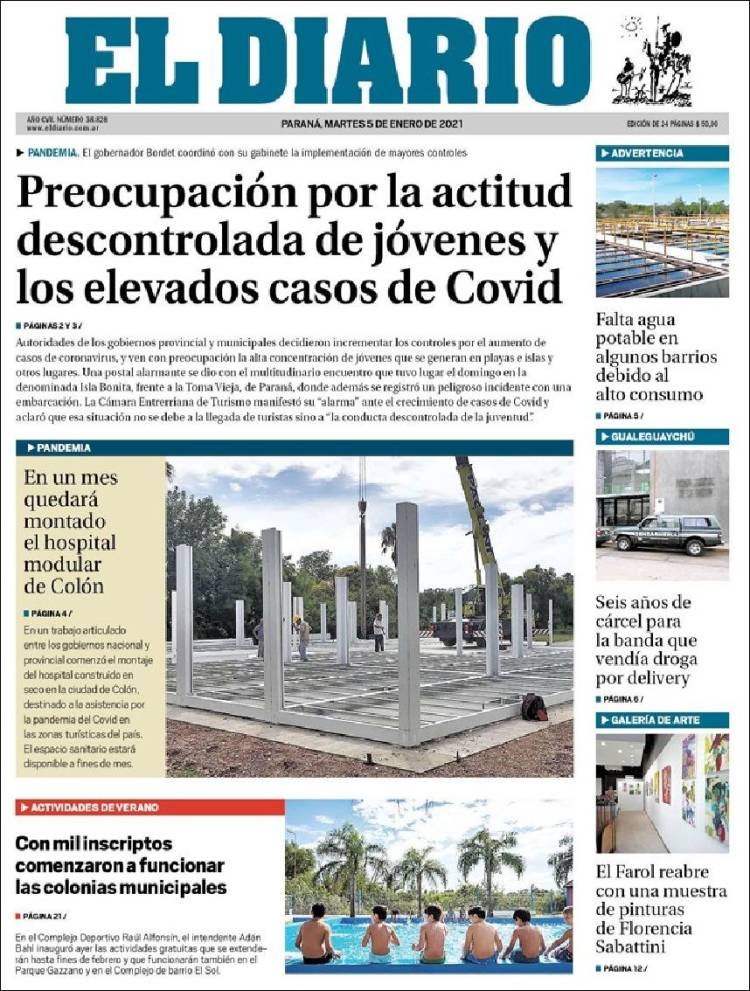 Portada de El Diario de Paraná (Argentina)