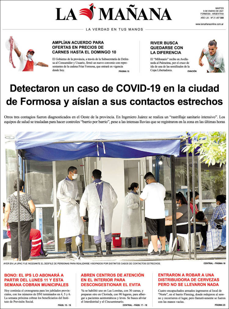 Portada de Diario La Mañana (Argentina)