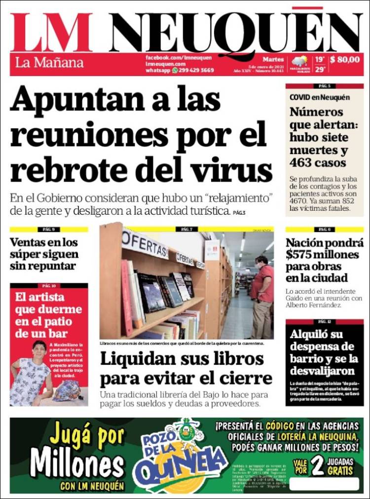 Portada de La Mañanade Neuquén (Argentina)
