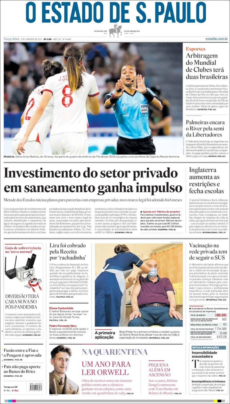 Portada de O Estado de São Paulo (Brasil)