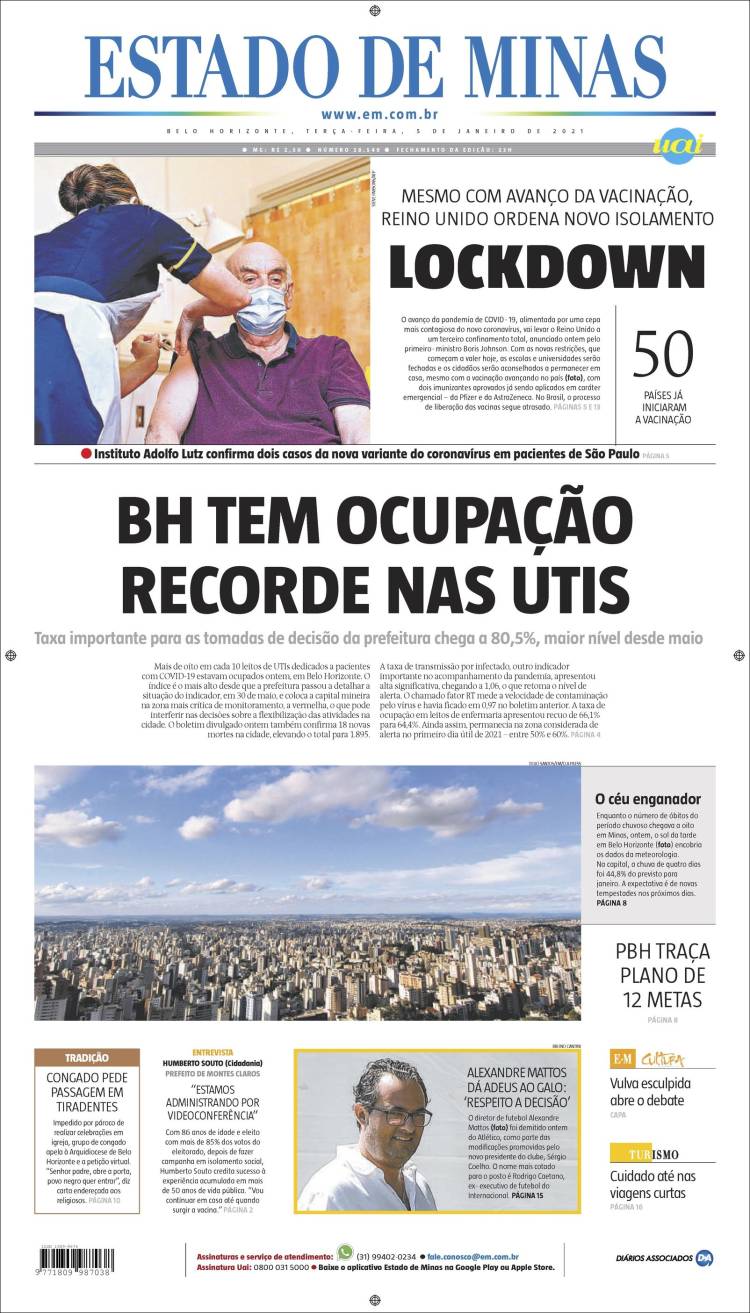 Portada de Jornal Estado de Minas (Brasil)