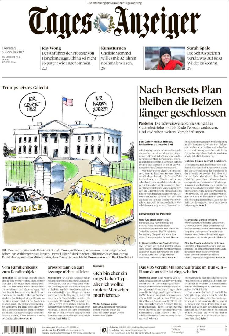 Portada de Tages-Anzeiger (Suiza)