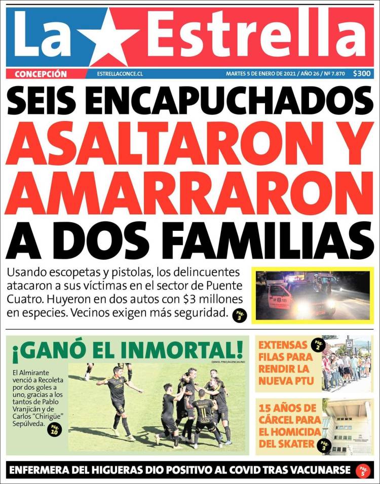 Portada de La Estrella de Concepción (Chile)