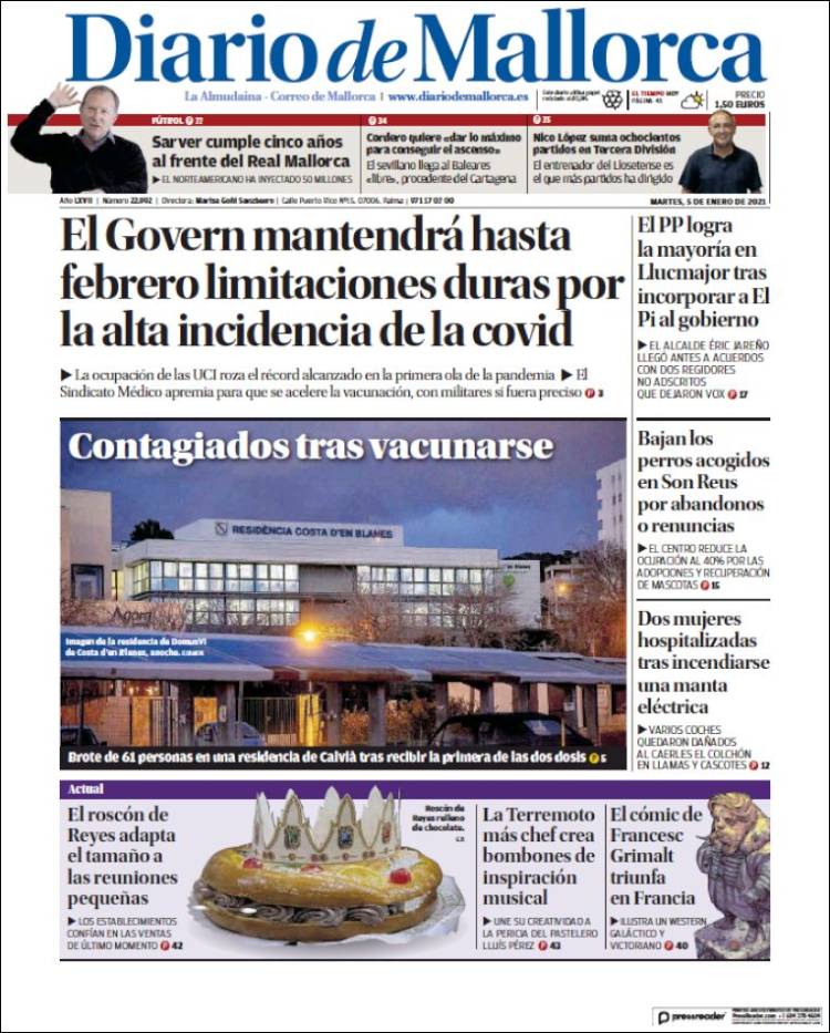 Portada de Diario de Mallorca (España)