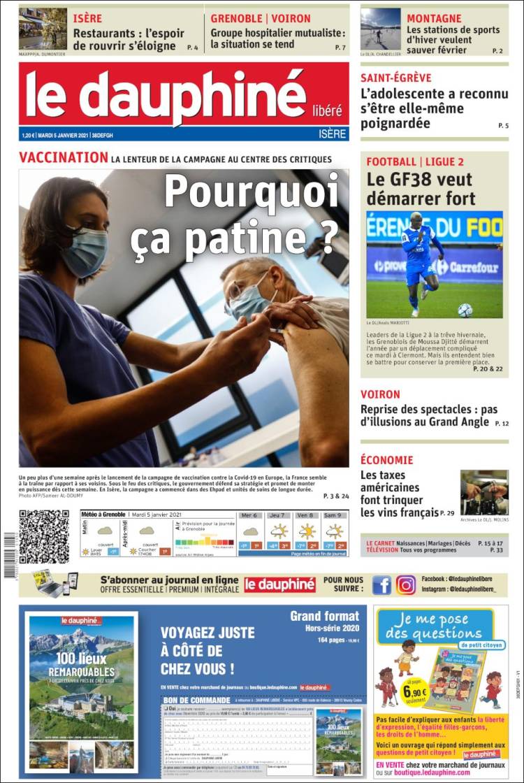 Portada de Le Dauphiné Libéré (Francia)