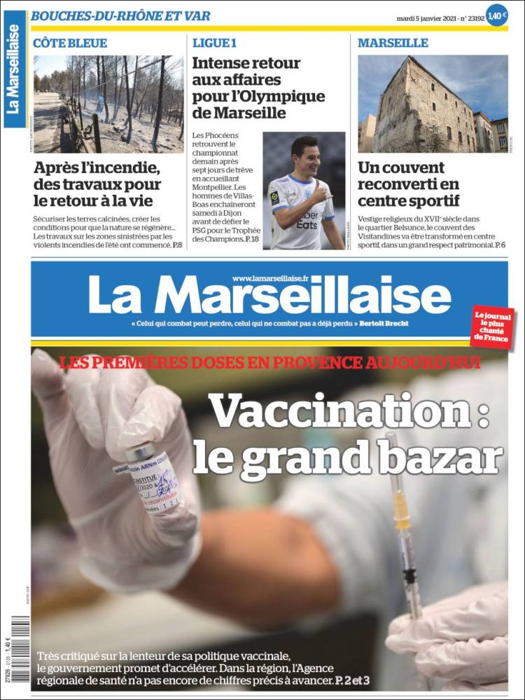 Portada de La Marseillaise (Francia)