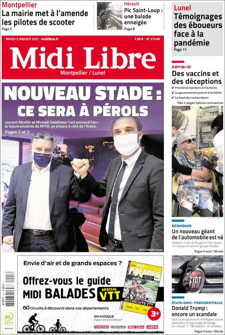 Portada de Midi Libre (Francia)