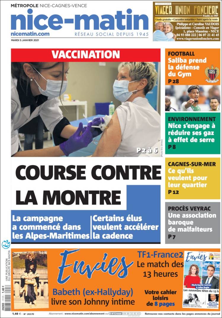 Portada de Nice-Matin (Francia)
